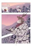 2023 absurd_res anthro antlers beard bottomwear brown_hair camo camo_bottomwear camo_clothing camo_pants camo_print camo_topwear clipboard clothing comic comic_panel december_twilight deer evergreen_tree facial_hair forest forest_background fur hair hi_res holding_clipboard holding_object holding_pen horn male mammal muscular muscular_anthro muscular_male nature nature_background new_world_deer owen_brayden page_number pants pattern_bottomwear pattern_clothing pattern_pants pattern_topwear pen pine_tree plant red_scarf reindeer scarf shooting_range sir_z045 small_tail snow snowing solo standing tail tan_body tan_fur target_(marking) target_practice topwear tree winter