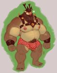 2023 absurd_res anthro antlers bangs barazoku barefoot beard bell belly biceps big_belly big_bulge big_muscles body_hair bracelet bulge christmas clothed clothing deer facial_hair feet fur green_background grey_background hair happy_trail harness hi_res holidays horn huge_muscles jewelry male mammal musclegut muscular muscular_anthro muscular_male navel new_world_deer nipples pecs prancer pubes reindeer simple_background smile solo standing thick_thighs toastyfuzzbuns topless topless_anthro topless_male tuft underwear