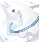  animal_focus artist_name blue_eyes closed_mouth colored_skin commentary_request dewgong fangs highres horns iwasi_29 no_humans pokemon pokemon_(creature) ring_of_water seal_(animal) simple_background single_horn twitter_username water white_background white_skin 