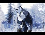 2017 anthro armello armor canine clothing forest gauntlets gloves hi_res male mammal navel pecs snow solo thane_(armello) tree wolf xxsparcoxx 
