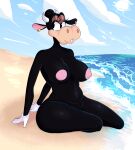 anthro beach boolishclara bovid bovine breasts cattle clarabelle_cow disney female hi_res mammal nude pinup pose seaside thick_thighs wide_hips