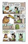 2024 anthro asinus backpack brown_body clothing comic detailed_background dialogue donkey duo eating english_text equid equine food furniture guayodraws hi_res horse julio_(julio_&amp;_poncho) male mammal poncho_(julio_&amp;_poncho) shirt sitting sofa text topwear