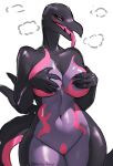 anthro biped black_body breasts female generation_7_pokemon genitals hi_res navel nintendo nonoka917 pokemon pokemon_(species) purple_body pussy salazzle solo tongue tongue_out