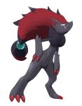 2023 aaa_qie accessory ambiguous_gender anthro arm_tuft biped black_body black_fur black_hair canid canine claw_fingers claws colored digital_media_(artwork) elbow_tuft eye_markings featureless_crotch finger_claws full-length_portrait fur generation_5_pokemon grey_body grey_ears grey_fur hair hair_accessory hand_on_hip hi_res kemono licking licking_lips licking_own_lips long_hair looking_at_viewer mammal markings multicolored_body multicolored_ears multicolored_fur multicolored_hair nintendo nude pokemon pokemon_(species) portrait pose pupils red_claws red_hair red_inner_ear red_markings shaded slit_pupils solo standing three-quarter_view tongue tongue_out tuft two_tone_body two_tone_ears two_tone_fur two_tone_hair zoroark