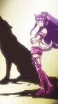  1girl animal_ears boots bow bridal_garter detached_sleeves fujiwara_zakuro knee_boots long_hair magical_girl mew_zakuro midriff non-web_source official_style pink_ribbon puffy_detached_sleeves puffy_sleeves purple_bow purple_footwear purple_hair ribbon solo source_request tail tokyo_mew_mew tokyo_mew_mew_new very_long_hair wolf_ears wolf_girl wolf_tail 