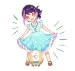  1girl bird child dress happy kurosaki_ruri pokemon rowlet short_hair two-tone_hair yu-gi-oh! yuu-gi-ou_arc-v 