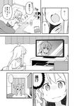  /\/\/\ 1girl :o :| ahoge bag_of_chips blush book book_stack bottle clock closed_eyes closed_mouth coffee_table collarbone comic curtains desk_lamp digital_clock eyebrows_visible_through_hair flat_screen_tv futon genderswap genderswap_(mtf) greyscale holding holding_bottle indoors lamp long_hair looking_at_viewer monochrome nekotoufu onii-chan_wa_oshimai open_mouth original oyama_mahiro pants pillow reflection shirt short_sleeves spoken_ellipsis surprised sweat table television translated v-shaped_eyebrows yawning 