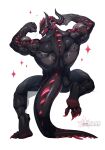 anthro biceps biped claws flexing hi_res horn male muscular muscular_anthro muscular_male plna rear_view scalie solo spikes spikes_(anatomy) tail vein veiny_muscles