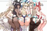  5girls akane_(blue_archive) akane_(bunny)_(blue_archive) animal_ears anus anus_peek ass ass_cutout ass_focus ass_grab asuna_(blue_archive) asuna_(bunny)_(blue_archive) back backboob bare_shoulders bent_over black_hair black_leotard blonde_hair blue_archive blue_eyes blue_leotard blush breasts cleaning_&amp;_clearing_(blue_archive) clothing_cutout commentary_request crotch_cutout dark-skinned_female dark_skin detached_collar double_v fake_animal_ears fake_tail fishnet_pantyhose fishnets from_behind gloves grabbing_another&#039;s_ass grabbing_own_ass groping halo highleg highleg_leotard highres karin_(blue_archive) karin_(bunny)_(blue_archive) kojima_saya large_breasts leotard long_hair looking_at_viewer looking_back multiple_girls neru_(blue_archive) neru_(bunny)_(blue_archive) official_alternate_costume paid_reward_available pantyhose playboy_bunny presenting presenting_anus presenting_ass rabbit_ears rabbit_tail red_leotard short_hair smile spread_anus spread_anus_under_clothes spread_ass strapless strapless_leotard tail thighband_pantyhose thighs thong_leotard toki_(blue_archive) toki_(bunny)_(blue_archive) torn_clothes torn_pantyhose v white_gloves white_leotard white_pantyhose yellow_eyes 