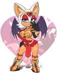 anthro armor barely_sly bat bedroom_eyes big_breasts breasts female hand_on_hip hi_res holidays huge_breasts mammal narrowed_eyes no_bra_under_clothes rouge_the_bat seductive sega solo sonic_the_hedgehog_(series) unconvincing_armor valentine&#039;s_day wide_hips