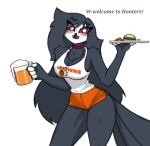 anthro big_breasts blush breasts female helluva_boss hi_res hooters hooters_uniform octavia_(helluva_boss) pace-maker small_waist solo thick_thighs wide_hips