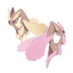  alternate_color artist_name black_sclera brown_fur closed_mouth colored_sclera commentary_request highres lopunny pink_eyes pokemon pokemon_(creature) shiny_pokemon simple_background slit_pupils smile standing suramo_(lbsto3m) twitter_username watermark white_background 