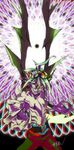  claws multicolored_hair sakaki_yuuya smile smirk spiky_hair teeth torn torn_clothes wings yu-gi-oh! yuu-gi-ou_arc-v zarc_(yuu-gi-ou_arc-v) 