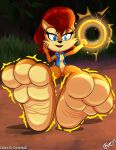 anthro archie_comics barefoot blue_eyes cornchip21 expansion feet foot_expansion foot_focus hair hi_res mammal power_ring red_hair rodent sally_acorn sciurid sega soles sonic_the_hedgehog_(archie) sonic_the_hedgehog_(comics) sonic_the_hedgehog_(series) thereal_tails-chan toes tree_squirrel