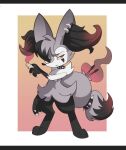 anthro black_body black_fur black_legs black_paws braixen cheek_markings chest_tuft choker collar colored_sclera drugs drumstick_(musical) ear_piercing ear_ring facial_markings fire fur fusion generation_3_pokemon generation_6_pokemon grey_body grey_fur head_markings highlights_(coloring) inner_ear_fluff jewelry letterbox looking_at_viewer male marijuana markings mightyena myxen necklace nintendo piercing pokemon pokemon_(species) pokemon_fusion red_eyes ring_piercing solo tabbzart tail_choker tuft white_body white_fur yellow_sclera