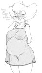 2024 anthro areola arms_bent asking belly big_areola big_breasts big_nipples biped black_and_white black_text blush blush_lines bodily_fluids breasts clothed clothed_anthro clothed_female clothing dbaru dialogue digital_drawing_(artwork) digital_media_(artwork) disney ear_piercing ear_ring embarrassed english_text eyebrows eyelashes eyes_closed felid female female_anthro genitals goof_troop hair hand_behind_back heavy_blush hi_res hoop_ear_ring legs_together mammal mature_anthro mature_female monochrome navel nightgown nipples outie_navel peg_pete piercing portrait pregnant pregnant_anthro pregnant_female pubes pussy question ring_piercing short_hair smile solo standing sweat sweatdrop tag_question text thick_thighs three-quarter_portrait three-quarter_view translucent translucent_clothing translucent_nightgown wide_hips