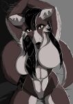 absurd_res anthro big_breasts breasts canid canine digital_drawing_(artwork) digital_media_(artwork) female fox fur hair hi_res little_scarlet_rose looking_at_viewer mammal nude scarlet(little_scarlet_rose) simple_background solo tail