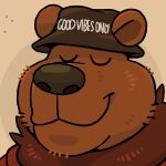 animated anthro bear benny_(thebennyburr) clothing eyes_closed hat headgear headwear hi_res male mammal notepaddle short_loop short_playtime simple_background slightly_chubby smile solo vibing