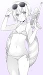  :o ass_visible_through_thighs bikini blush breasts cowboy_shot eyewear_on_head facial_scar fate/apocrypha fate_(series) finger_on_trigger gradient gradient_background greyscale gun hair_between_eyes halter_top halterneck highres holding holding_gun holding_weapon innertube jack_the_ripper_(fate/apocrypha) looking_at_viewer lowleg lowleg_bikini monochrome navel parted_lips purple_background scar short_hair side-tie_bikini simple_background sino_(sionori) small_breasts solo striped striped_bikini sunglasses swimsuit thigh_gap water_gun weapon wet wristband 