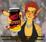 5_fingers absurd_res beverage_can blush cc-by-nc-nd creative_commons drunk elf english_text eyebrows female fingers hi_res holding_object humanoid humanoid_pointy_ears looking_at_viewer not_furry portuguese_text ratopombo substance_intoxication talking_to_viewer text