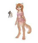 anthro biped breasts clothed clothing felid feline female fingers genitals hair hi_res mammal prionailurus pussy rusty-spotted_cat simple_background smile solo sweltering tail translucent translucent_clothing white_background