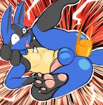&lt;3_eyes 3_toes anal anal_penetration anthro anthro_penetrated balls black_body black_fur black_inner_ear blue_balls blue_body blue_ears blue_fur blue_tail butt chest_spike claws duo feet fucked_silly fur generation_4_pokemon genitals gloves_(marking) heart_symbol leg_markings legs_up looking_pleasured lucario lying male male/male male_penetrated markings multicolored_body multicolored_ears multicolored_fur nintendo nude on_back open_mouth outline pawpads penetration penis pink_pawpads pink_penis pink_tongue pokemon pokemon_(species) raviolisnake socks_(marking) solo_focus spikes spikes_(anatomy) super_smash_bros. tail toe_claws toes tongue tongue_out white_outline wide_eyed yellow_body yellow_fur