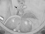 anthro anus balls bathroom big_butt butt butt_focus canid canine canis coyote dodgethehusky genitals looking_at_viewer looking_down looney_tunes male mammal monochrome nude presenting presenting_anus sitting_on_toilet smile smirk solo tail teasing toilet toilet_paper warner_brothers wile_e._coyote