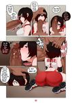  1girl ass black_hair comic fellatio forced gym_uniform hips jlullaby licking oral red_hair ruby_rose rwby short_hair silver_eyes sweat uncensored wet wet_clothes wide_hips 