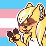  4_fingers ambiguous_gender blep blonde_hair flag gay_pride hair icon long_hair low_res mammal paws pride_flag skunket smile solo tongue tongue_out trans_pride transgender_flag v_sign 