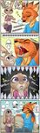  absurd_res anthro blush breasts canine comic daimo disney duo english_text fangs female fox hi_res humor judy_hopps lagomorph male mammal nick_wilde one_eye_closed open_mouth rabbit scared shaking sleeping smile sweat tailwag tears text thought_bubble tongue translated trembling yawn zootopia 