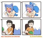  animal_humanoid black_hair blue_hair blush cactus canine comic drawing drooling eyewear female fox fox_humanoid glasses greenteaneko hair human humanoid humor mammal open_mouth saliva suggestive tailwag 