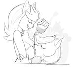  2017 alcohol anthro beverage breasts canine cassandra_cat cat cleavage clothed clothing collar croptop dbaru digital_media_(artwork) dress drinking drunk eyelashes eyes_closed feline female female/female fox hair licking long_hair mammal maxwell_mouse monochrome short_hair simple_background sketch slylock_fox slylock_fox_&amp;_comics_for_kids smile tiffany_fox tongue tongue_out white_background 
