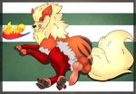  2017 4_toes anatomically_correct animal_genitalia anus arcanine arcy_the_arcanine balls butt canine claws clothing digital_media_(artwork) digitigrade dog erection fangs feral fire fur hair hi_res hindpaw knot legwear male mammal nintendo orange_fur pawpads paws penis pok&eacute;mon psy101 simple_background smile solo stockings toes tongue tongue_out video_games 