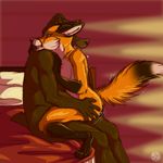  2017 anthro bear bed breasts brown_fur canine comic cowgirl_position digital_media_(artwork) duo featureless_breasts female fox fur interspecies lirkov male male/female mammal on_bed on_top penetration red_fox sex vaginal vaginal_penetration 