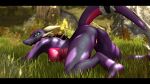 16:9 2024 3d_(artwork) activision all_fours anthro black_bars black_body black_scales breasts butt cynder digital_media_(artwork) dragon female forest genitals grass green_eyes hi_res hindpaw horn imminent_sex looking_at_viewer lying markings multicolored_body multicolored_scales multicolored_tail mythological_creature mythological_scalie mythology nipples nude on_front pawpads paws pink_body pink_scales pink_tail plant purple_body purple_scales purple_tail pussy raised_tail reptile rock scales scalie seductive silvarus solo spyro_the_dragon tail teeth tree warfare_cynder warfare_machine white_markings widescreen