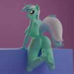 1:1 3d_(artwork) anthro anus bamb00 breasts curling_toes digital_media_(artwork) equid equine feet female foot_fetish friendship_is_magic fur genitals green_body hair hasbro hi_res horn horse looking_at_viewer lyra_heartstrings_(mlp) mammal my_little_pony mythological_creature mythological_equine mythology nude pony pussy rear_view solo spread_toes toes unicorn yellow_eyes