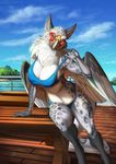  avian beak bikini clothed clothing female gryphon hi_res jackrow looking_at_viewer skimpy solo swimsuit wings 