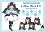  ! 1girl absurdres animal_ear_fluff animal_ears black_bow black_bowtie black_hair black_pantyhose black_tail blue_bow blue_bowtie bow bowtie cat_day cat_ears cat_girl cat_tail character_height character_name character_profile character_weight closed_mouth company_name copyright_name dot_nose dress full_body highres little_witch_nobeta logo long_hair long_sleeves looking_down multiple_views official_art pantyhose phyllis_(human)_(little_witch_nobeta) phyllis_(little_witch_nobeta) shoes solo_focus standing tail very_long_hair white_dress white_footwear yellow_eyes 