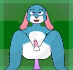 ahegao anal anal_penetration anonymous_artist anthro balls benny_the_bunny bodily_fluids cum cum_on_self dildo dildo_in_ass dildo_insertion ejaculation genital_fluids genitals lagomorph leporid looking_pleasured male mammal object_in_ass penetration penis rabbit sex_toy sex_toy_in_ass sex_toy_insertion small_balls small_penis solo