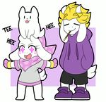  alternate_universe altertale animated annoying_dog_(undertale) anthro asgore_dreemurr bandanna blonde_hair boss_monster canine caprine clothed clothing dialogue dog dress english_text female friisans gloves goat group hair hi_res hoodie male mammal pocky shorts sneakers text toriel underswap undertale video_games 