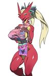  1girl bare_shoulders beak blaziken blue_bow blue_eyes bow breasts claws erect_nipples furry hair_bow hands_on_own_chest hands_up highres huge_breasts japanese_clothes jijisama kimono long_hair looking_to_the_side looking_up no_bra no_humans no_panties obi open_mouth personification platinum_blonde pokemon pokemon_(creature) pokemon_rse sideboob simple_background smile solo standing teeth tied_hair turtleneck twintails white_background wide_hips 