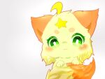 2017 :3 ambiguous_gender blush canid canine daww deaic digital_media_(artwork) feral fox fur green_eyes looking_at_viewer mammal orange_body orange_fur simple_background solo star white_background yellow_body yellow_fur