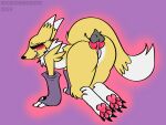 absurd_res anthro bandai_namco bite biting_lip breed digimon digimon_(species) disembodied_penis duo female genitals hi_res knot male male/female pawpads paws penis renamon solo_focus wickedwhiskerz