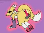 absurd_res anthro bandai_namco digimon digimon_(species) disembodied_penis duo female genitals hi_res knot male male/female pawpads paws penis presenting renamon rubbing_penis rubbing_pussy solo_focus surprise wickedwhiskerz