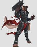 adepta_sororitas anthro armor azeldraws black_armor bolter book brown_body brown_eyes brown_fur chain female fleur_de_lis fur grey_eyes gun hi_res holding_gun holding_object holding_ranged_weapon holding_weapon hyena long_tail looking_at_viewer mammal nun open_mouth ranged_weapon simple_background sister_of_battle solo tail teeth tongue warhammer_(franchise) warhammer_40000 weapon white_background