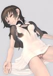  1girl black_hair breasts brown_eyes dress ico musen-shiki_sanhankikan nipples no_panties pussy see-through short_hair small_breasts solo uncensored yorda 