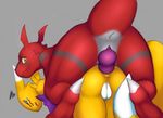  anal anthro black_sclera blue_eyes digimon duo female fur guilmon looking_back male male/female penis pussy renamon scalie sex soapmonster yellow_fur 