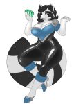 4:5 anthro big_breasts blackbetty breasts clothed clothing female franciene_(tango&#039;s_family) gloves hair handwear hi_res latex latex_clothing legwear looking_at_viewer mammal procyonid raccoon rouge_the_bat sega smile solo sonic_the_hedgehog_(series) tail thick_thighs tight_clothing