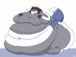 2018 4:3 4_fingers anthro batspid2 belly big_belly big_breasts biped black_eyebrows black_eyes black_nose blue_body blue_fur bottomwear breasts brown_hair canid canine cel_shading chloe_(batspid2) clothing cloud_emanata digital_drawing_(artwork) digital_media_(artwork) double_chin emanata eyebrow_through_hair eyebrows eyelashes female fingers footwear fox front_view full-length_portrait fur glistening glistening_eyes glistening_nose grey_bottomwear grey_clothing grey_topwear hair hand_on_breast hoodie huge_belly huge_breasts huge_thighs hyper hyper_belly hyper_hips hyper_thighs jogging_pants love_handles mammal markings midriff morbidly_obese morbidly_obese_anthro morbidly_obese_female multicolored_body multicolored_bottomwear multicolored_clothing multicolored_fur multicolored_topwear navel nipple_outline obese obese_anthro obese_female open_mouth overweight overweight_anthro overweight_female pink_tongue portrait shaded signature simple_background smile solo sportswear standing sweatshirt tail tail_markings tail_tuft thick_thighs three-quarter_view tongue topwear translucent translucent_hair tuft two_tone_bottomwear two_tone_clothing two_tone_topwear white_background white_body white_clothing white_fur white_topwear