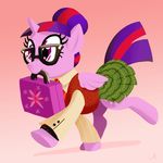  2017 clothing docwario equine eyewear female friendship_is_magic glasses hair hair_bun horn mammal my_little_pony solo suitcase twilight_sparkle_(mlp) winged_unicorn wings 